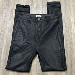 Beginning Boutique Women Black Faux Leather Hi-Rise Stretch Pant Size 10 (25x28)